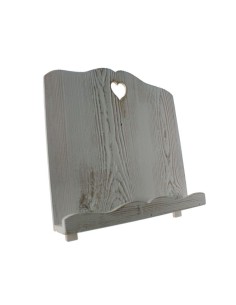 Atril de madera maciza envejecida color blanco forma corazón. Medidas: 30x32x18 cm.