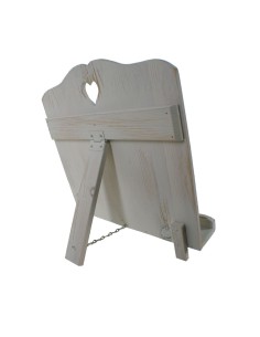 Atril de madera plegable para lectura de color blanco con detalle corazón estilo vintage atril artesanal 2
