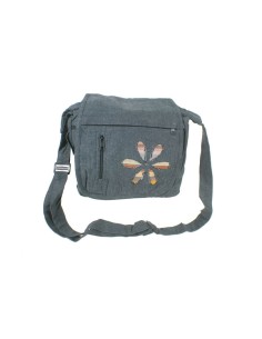 Bolso multiuso étnico hippie asas tejido algodón color gris oscuro 2