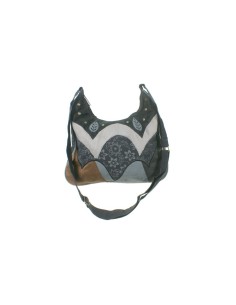 Bolso multiuso étnico hippie asas tejido algodón color negro cierre cremallera 2