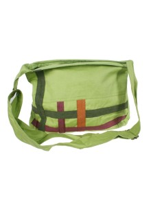Bolso multiuso étnico hippie de algodón color verde cierre cremallera 2