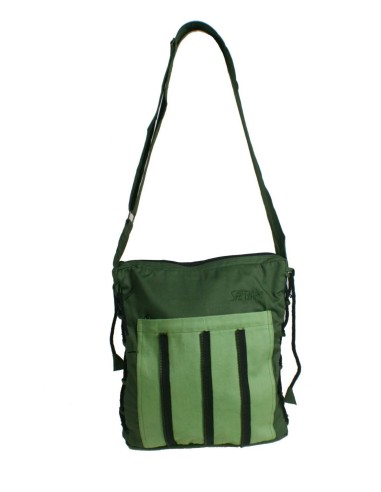 Bolso multiuso étnico hippie de algodón color verde cierre cremallera