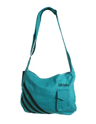 Sac hippie multi-usage en coton ethnique bleu avec fermeture zippée