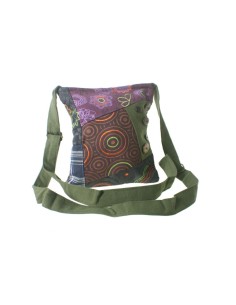 Sac multi-usages ethnique brodé hippie poignées tissu coton couleur vert 2