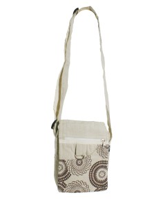 Petit sac multi-usages hippie ethnique anses tissu coton écru