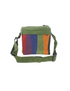 Bolso multiuso pequeño étnico hippie asas tejido algodón color verde 2