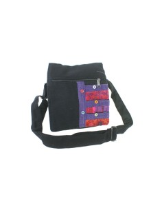 Bolso multiuso pequeño étnico hippie asas tejido algodón color negro 2
