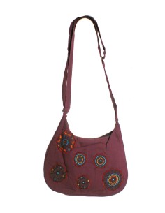 Bossa bandolera multiús ètnic hippie nanses teixit cotó color granat