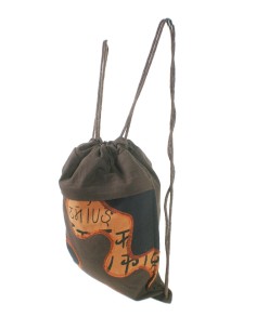 Mochila bolsa de cuerdas hippie bordado étnico color marrón