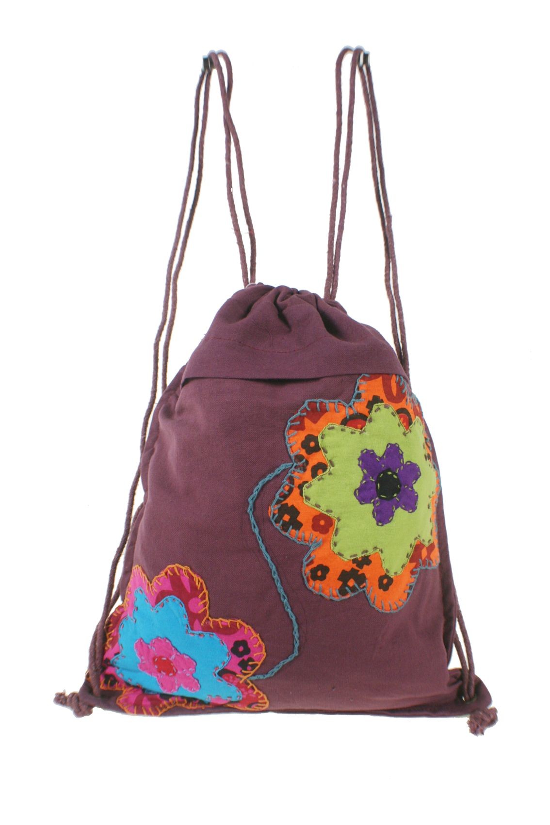 servidor propiedad Federal Mochila bolsa de cuerdas hippie bordado étnico color granate