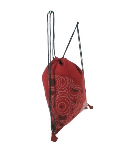 Mochila bolsa de cuerdas hippie bordado étnico color granate