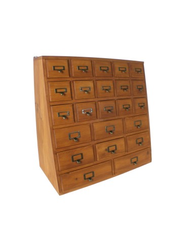 Commode pyramidale en bois massif avec 23 tiroirs de style rustique artisanal