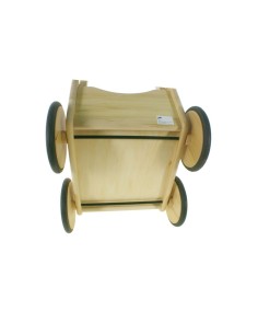 Cotxet de nines de fusta natural amb roba de llit carret joguina de nina estil nòrdic. 2