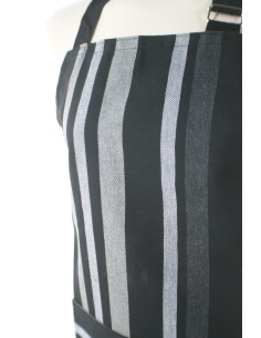 Delantal para cocina con peto estilo clásico diseño rayas color gris  2