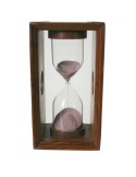 Reloj de arena giratorio 5 minutos de vitrina en madera decoración marina