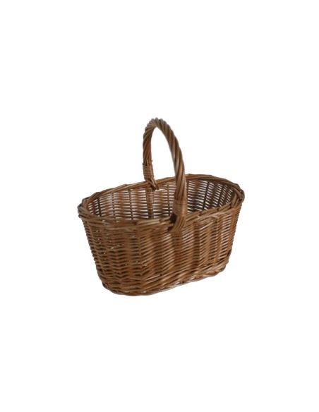 Cesta huevera ovalada de mimbre artesanal y asa para utensilio de cocina almacenaje de huevos. Medidas totales: 24x24x16 cm.