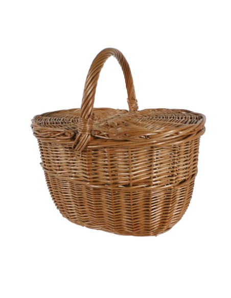Cesta de mimbre grande con tapas para compra almacenaje alimentos cesto para setas. Medidas: 40x41x29 cm.