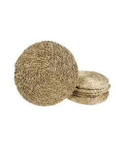 Dessous de plat artisanal sous plaque de quenouille naturelle pour table d'isolation thermique style vintage. Dimensions : Ø 35