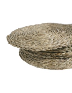Estalvis artesanal sota plat de boga natural per a taula aïllament tèrmic estil vintage. Mides: Ø 35 cm. 2