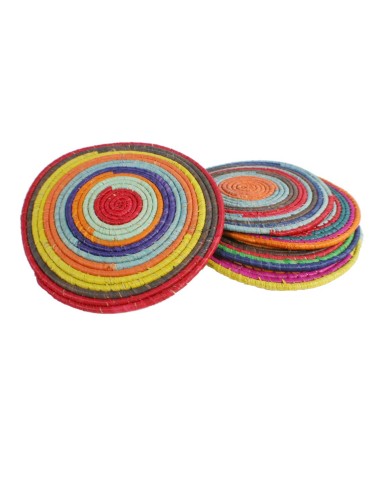 Dessous de plat fait main sous plaque fibre multicolore 