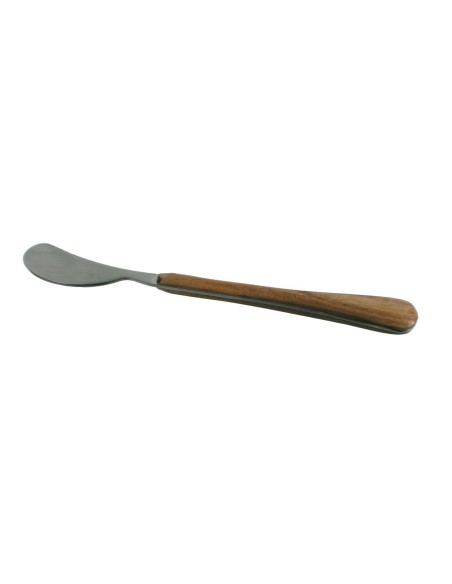 Cuchillo de mantequilla espátula para untar de acero inoxidable con mango de madera. Medidas: 16 cm.