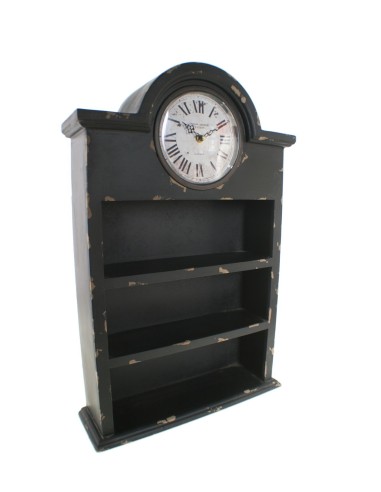 Mueble estante con reloj vintage de madera maciza decoración hogar