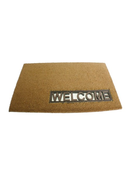 Felpudo grande rectangular para puerta de entrada welcome de fibra