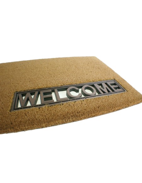 Grand paillasson de bienvenue rectangulaire en fibre pour porte d'entrée