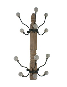 Cintre porte-manteau mural décoration vintage en bois massif six crochets