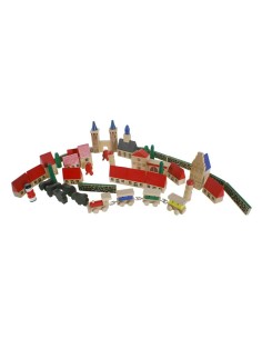 Jeu de construction en bois, Mon village multicolore en pièces, Puzzle créatif pour enfants : 46 pièces