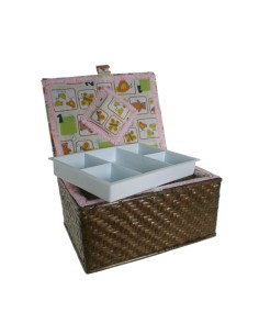 Boîte à couture en osier noyer 2
