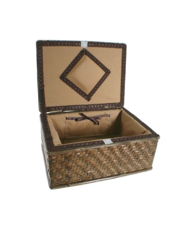 Petite boîte à couture en osier noyer pour accessoires de panier à coudre, broderie, canettes, paschwrk
