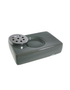 Jabonera, Dispensador para Pastilla de Jabón de Cerámica con Drenaje Inox. Color Gris. 2