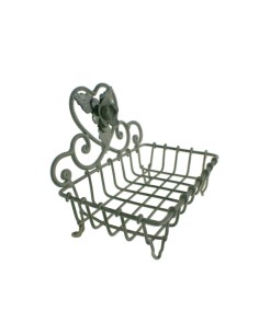 Porte-savon en métal au motif floral, finition gris rouille, accessoire de salle de bain de style nordique.
