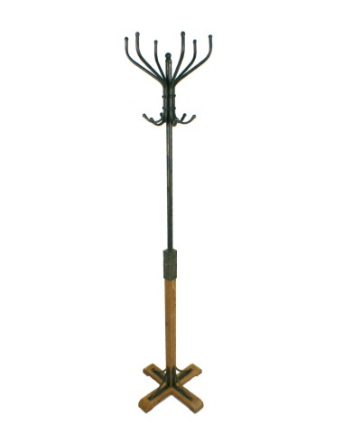  Porte-manteau ancien en métal et bois