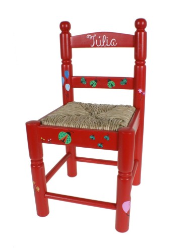 Cadira personalitzada amb el teu nom color i dibuixos de fusta seient boga per a nens nenes regal per bateig aniversari