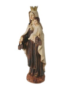 Figure religieuse Virgen del Carmen avec boîte finie en bois, décoration de la maison peinte à la main 2