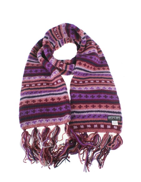 Bufanda de llana doble capa artesanal unisex de multicolor lila per al fred hivern regal original. Mesures: 180x16 cm.