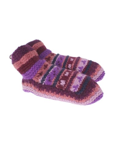 Chaussons en laine faits à la main pour une couleur lilas unisexe pour dormir au chaud, doux et confortable en cadeau.