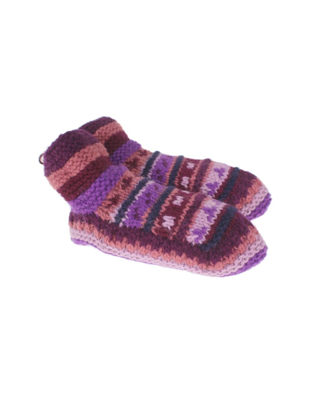 Patucos de lana artesanal para adulto unisex color lila para dormir calientes suave y cómodo para regalo.