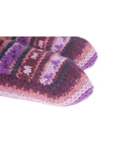 Patucos de lana adulto unisex artesanal color lila para regalo.
