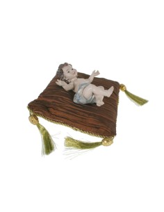 Niño Jesús en cojín de sobremesa y figura religiosa de resina  pintada a mano decoración hogar Navideña 2