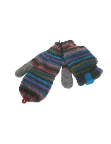 Gants mitaines avec capuche en laine de couleur bleue à la main gants chauds doux et confortables pour les gants de mitaines d'h