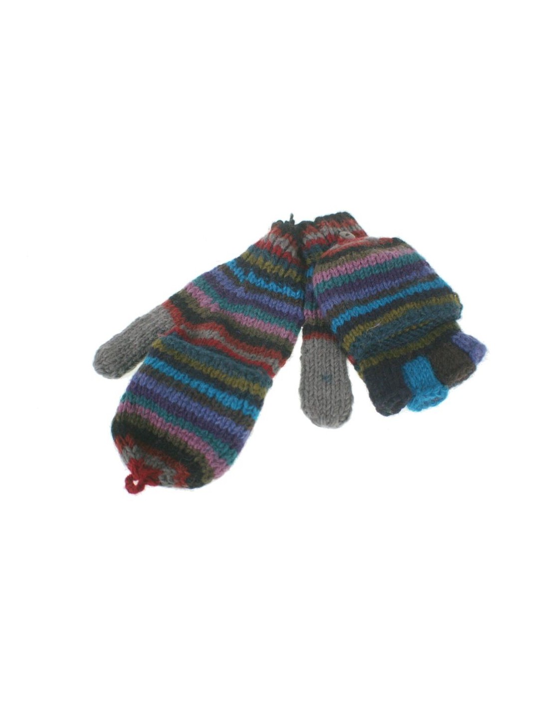 Guantes mitones con capucha de lana color azul artesanal guantes calientes suaves cómodos para el frio invierno guantes mitones