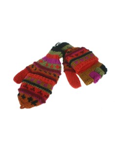 Guantes mitones con capucha de lana color naranja artesanal guantes calientes suaves cómodos para el frio invierno guantes mito