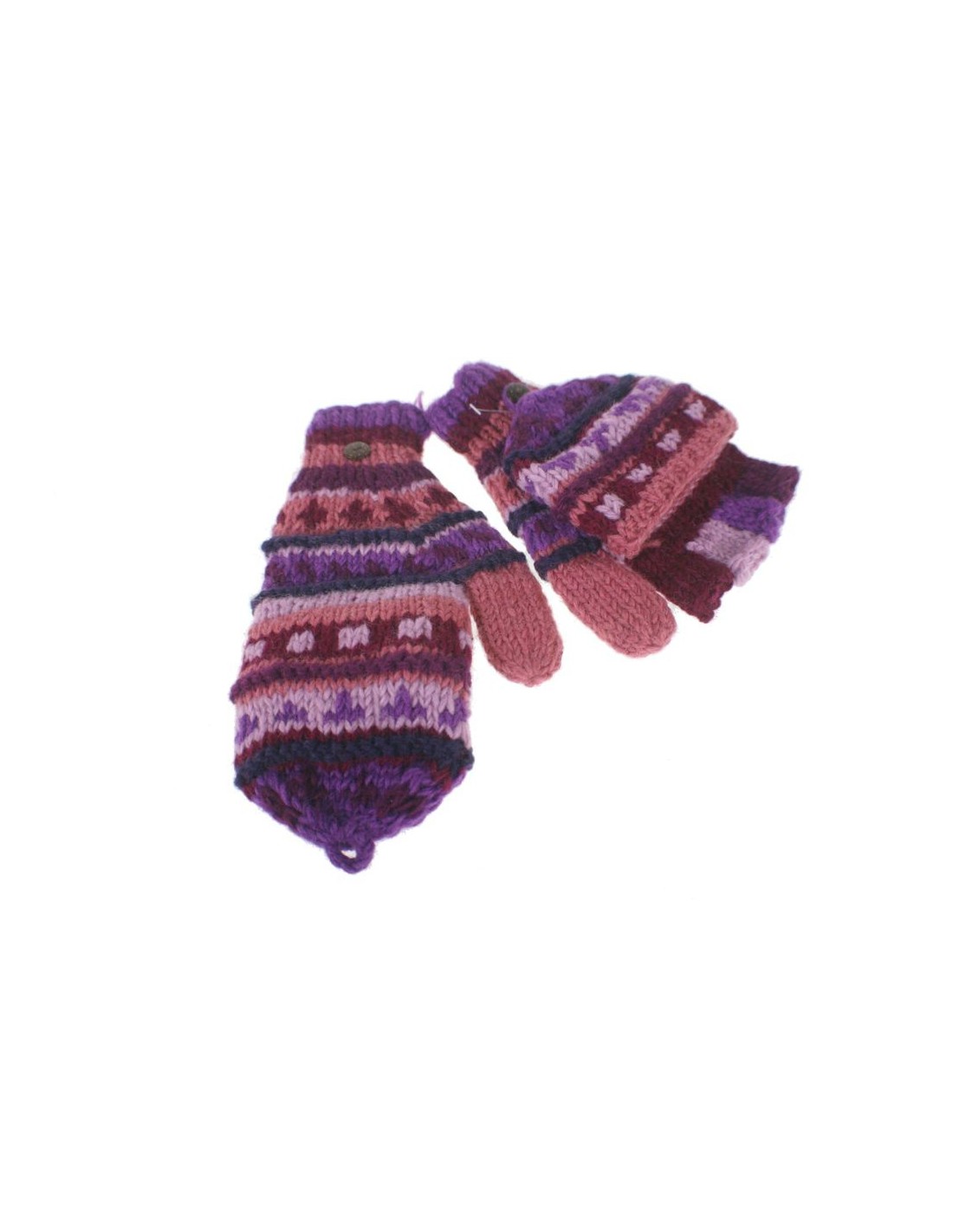 Guantes mitones con capucha de lana color lila artesanal guantes calientes suaves cómodos para el frio invierno guantes mitones