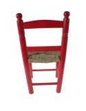 Silla infantil de madera y asiento de anea color rojo para niño niña regalo original
