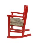 Mecedora infantil de madera y asiento de anea color rojo para niño niña regalo original