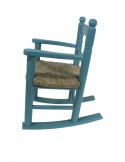 Mecedora infantil de madera y asiento de anea color azul vintage para niño niña regalo original