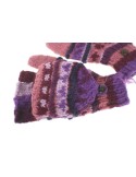 Guantes mitones con capucha de lana color lila artesanal guantes calientes suaves cómodos para el frio invierno guantes mitones